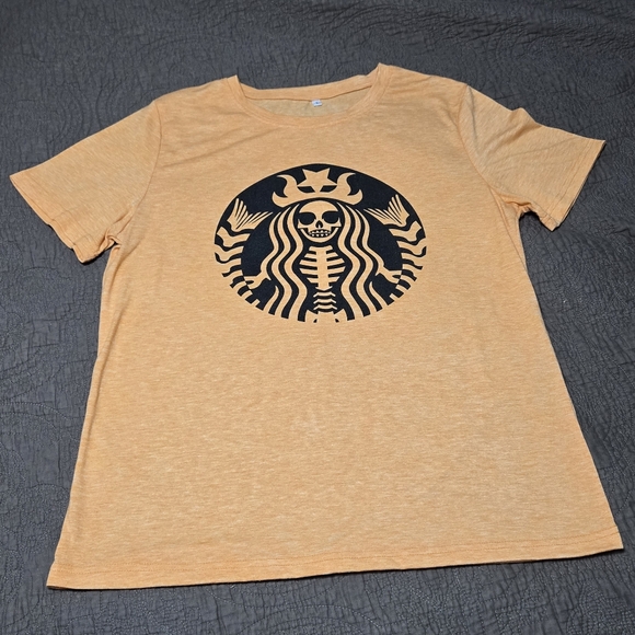 market Tops - Skeleton Starbucks Inspired Shirt, L